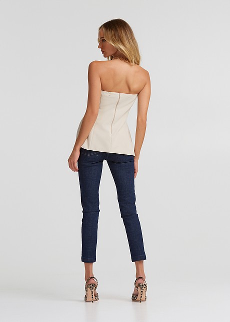 
Strapless top with asymmetric lapel