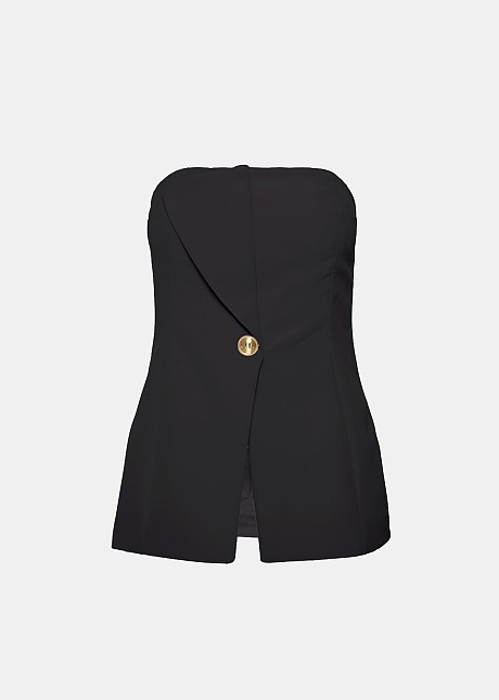 
Strapless top with asymmetric lapel