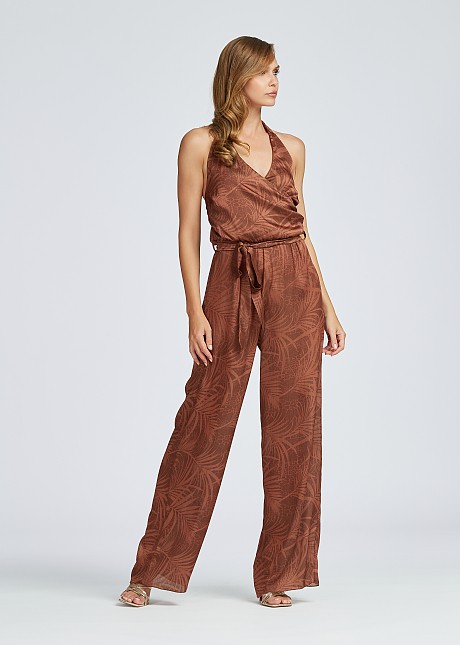 Printed Jumpsuit with cowl neck