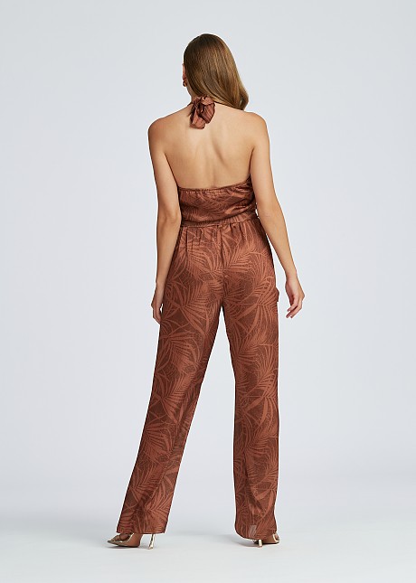 Printed Jumpsuit with cowl neck