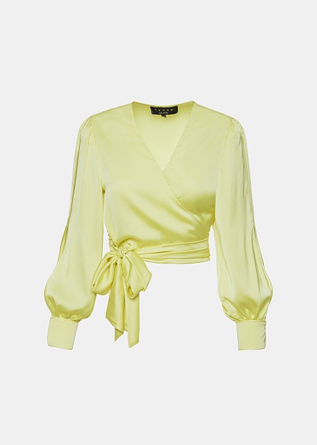 Wrap blouse with cut on the sleeves