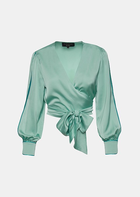 Wrap blouse with cut on the sleeves