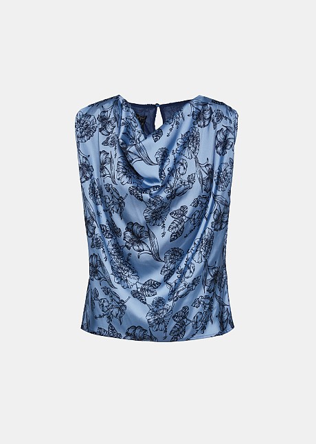 Printed drape blouse in satin look