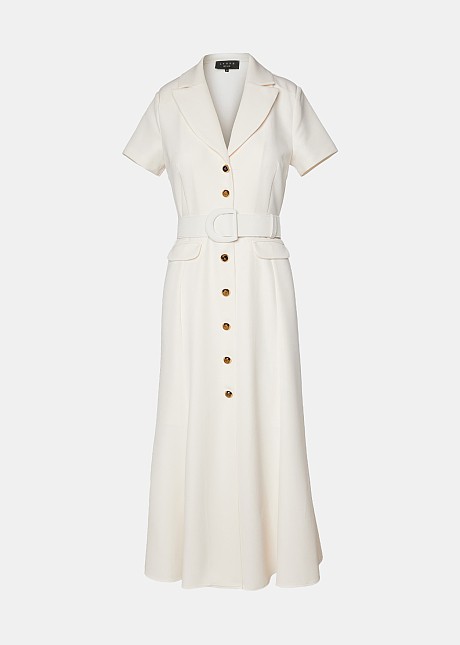 Shirt midi dress with belt