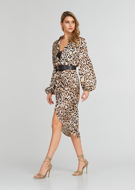 Φόρεμα midi leopard print