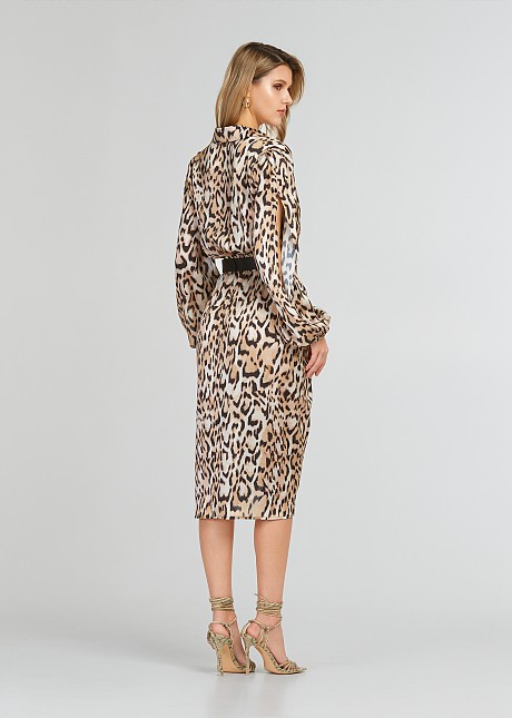 Φόρεμα midi leopard print