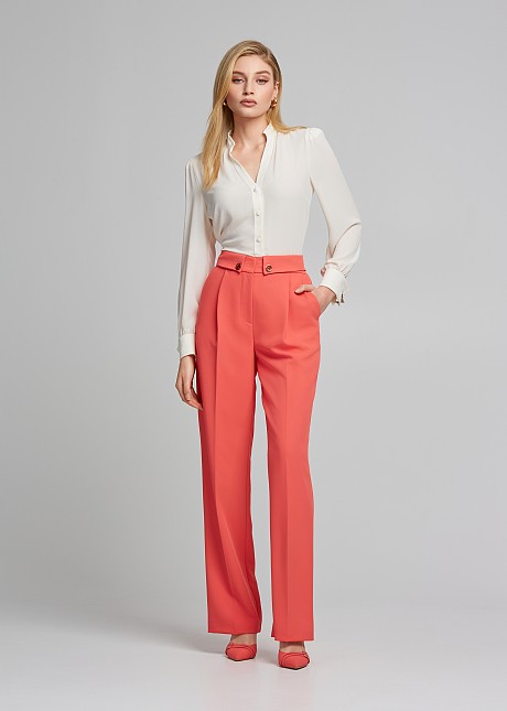 Straight-leg crepe trousers