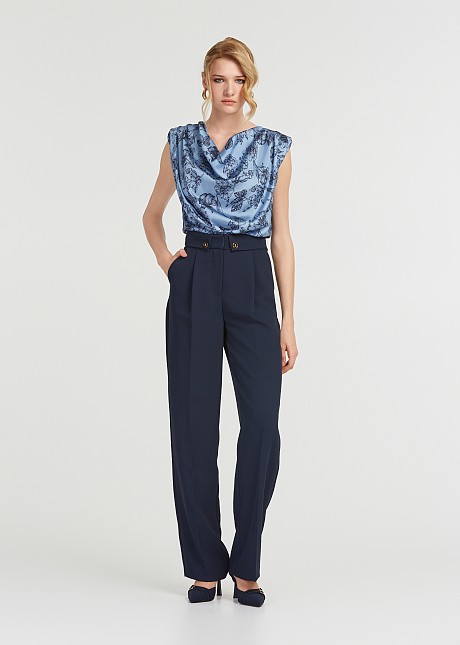 Straight-leg crepe trousers