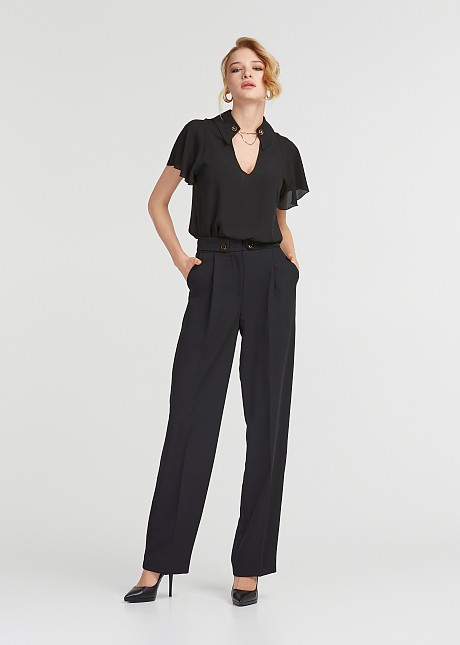 Straight-leg crepe trousers