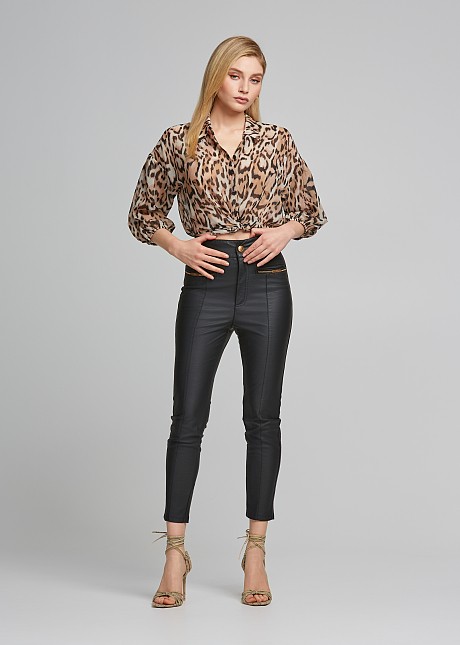 Leopard cropped shirt