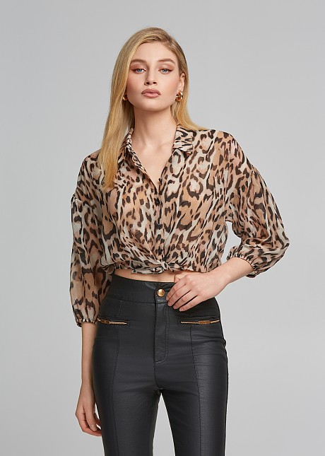 Leopard cropped shirt