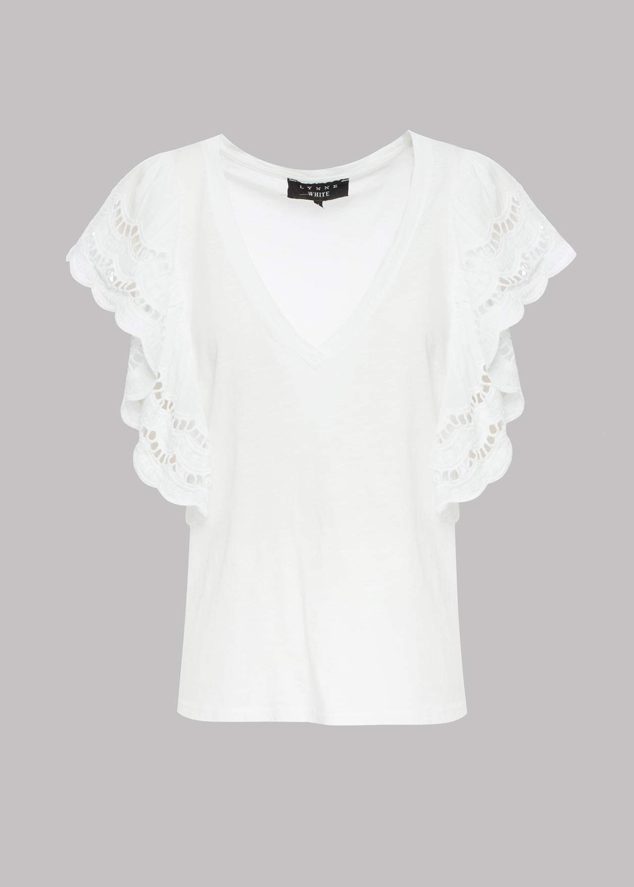 Short sleeve blouse with broderie details