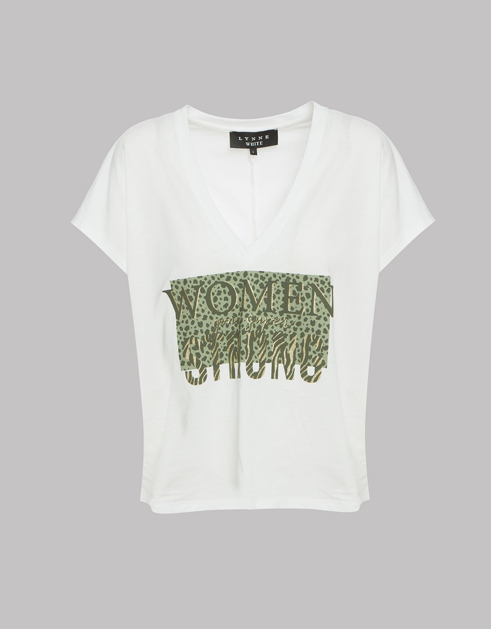 Short sleeve blouse with print "WOMEN gone super STRONG"