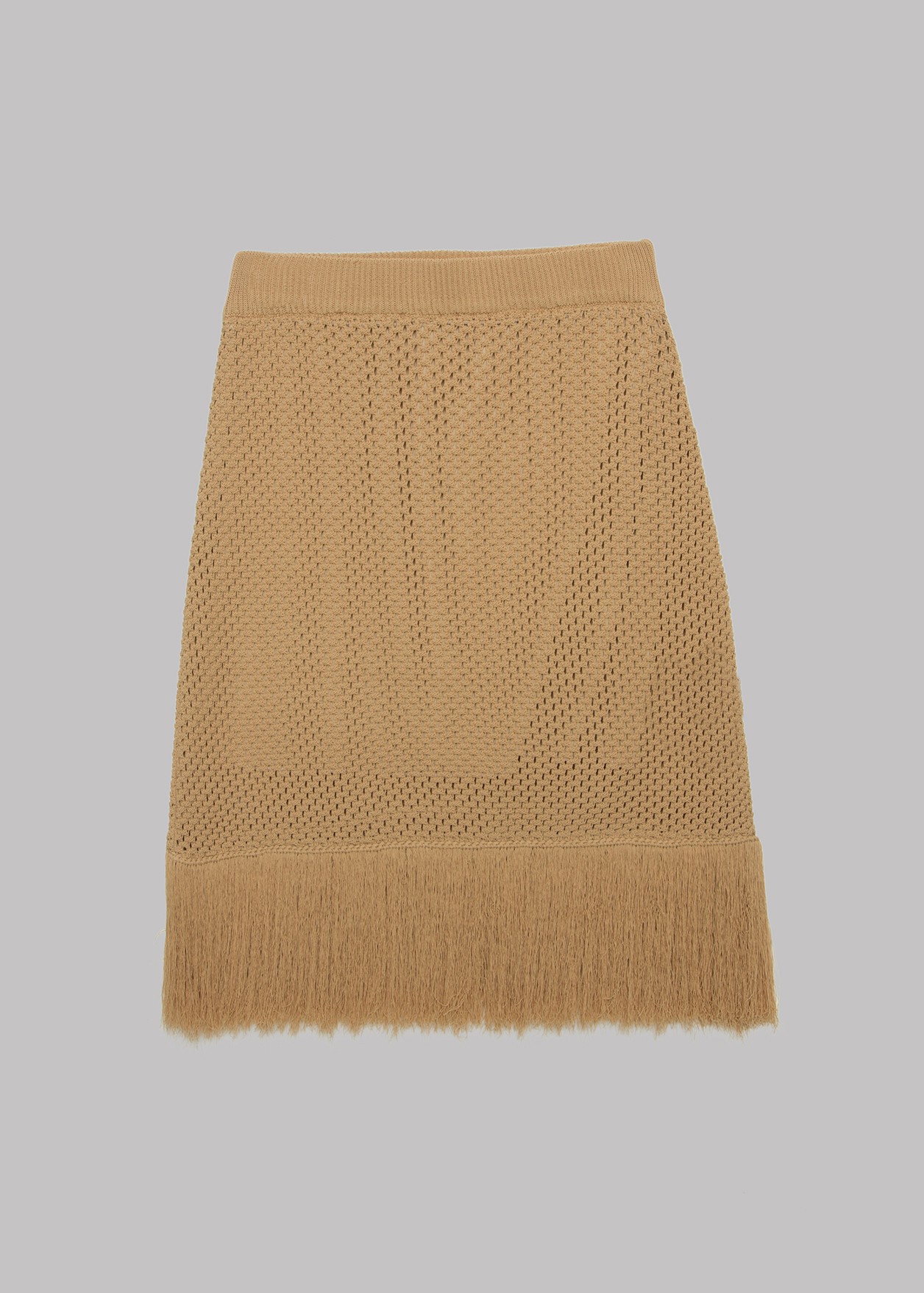 Knitted mini skirt with fringes