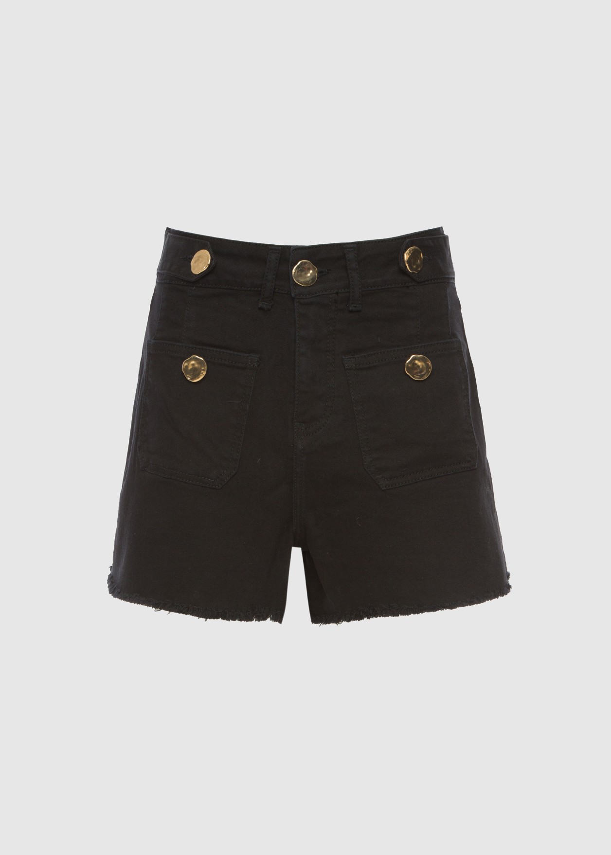 Denim shorts with gold buttons
