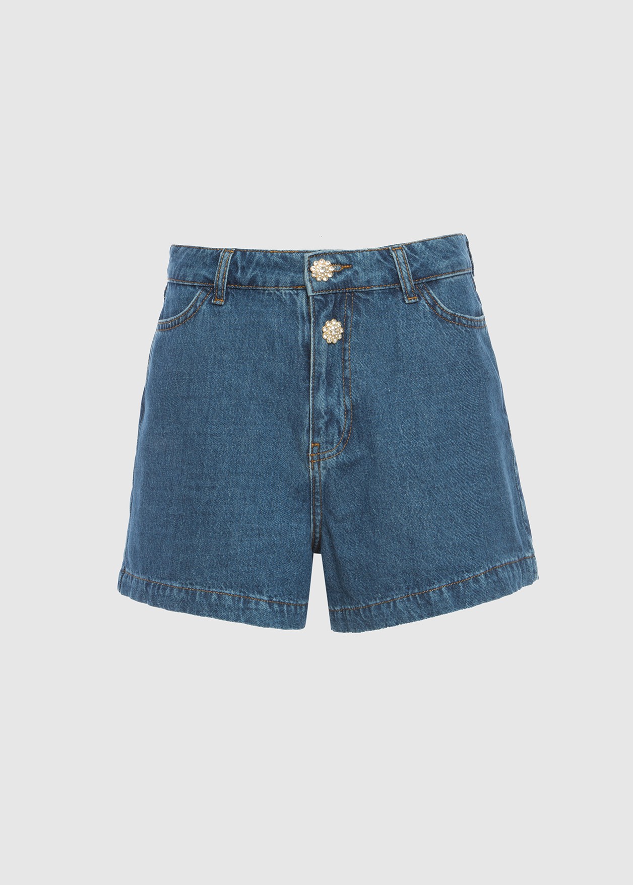 Jean shorts with strass buttons