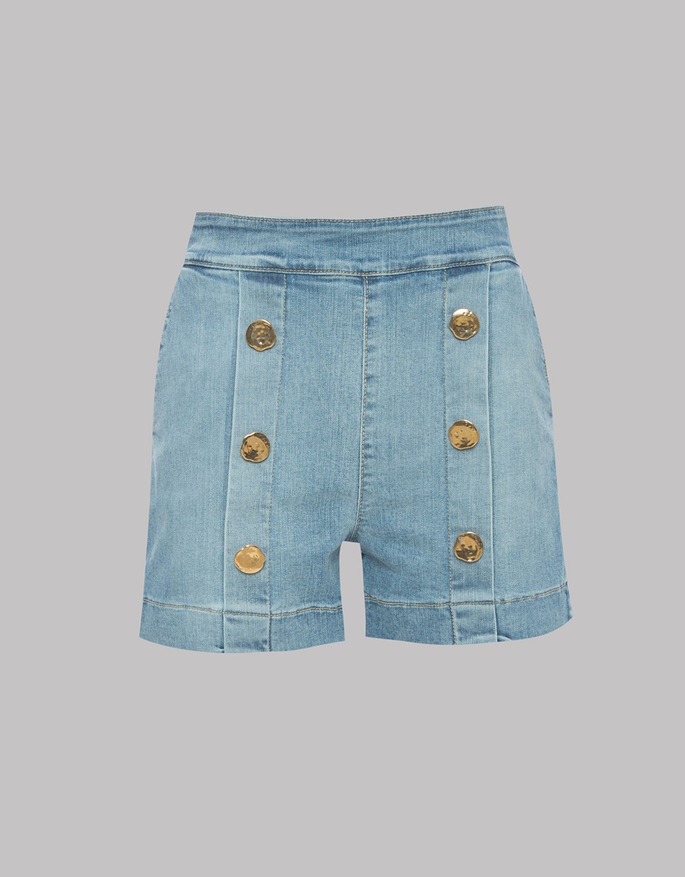 Denim shorts with decorative buttons