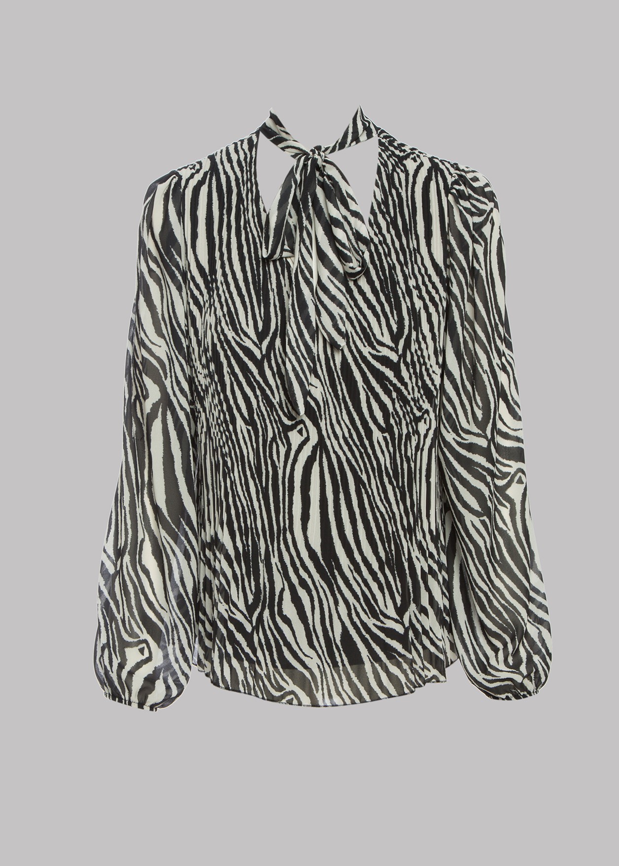Animal print blouse with neck tie