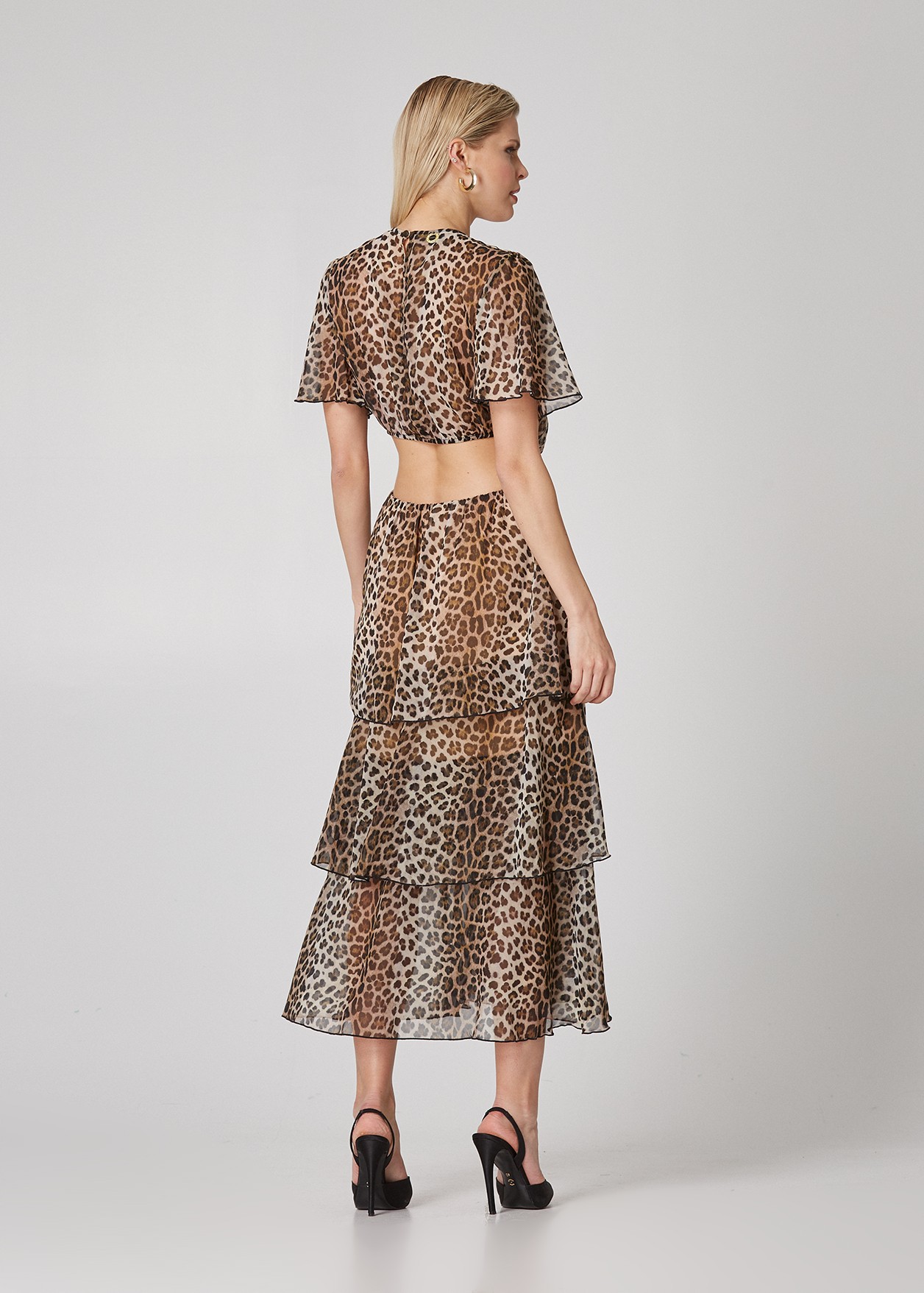 Midi animal print dress with cut outs