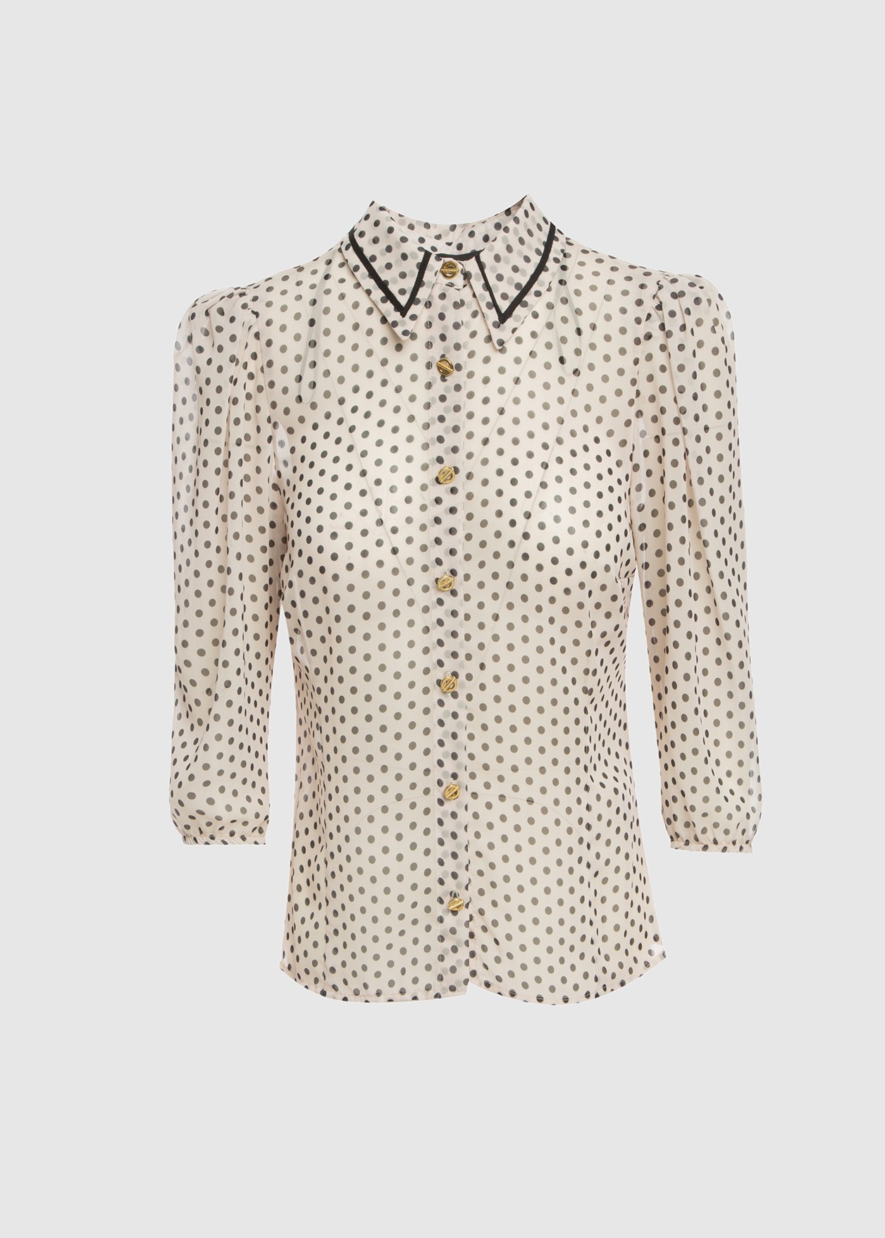 Dotted shirt with gold buttons