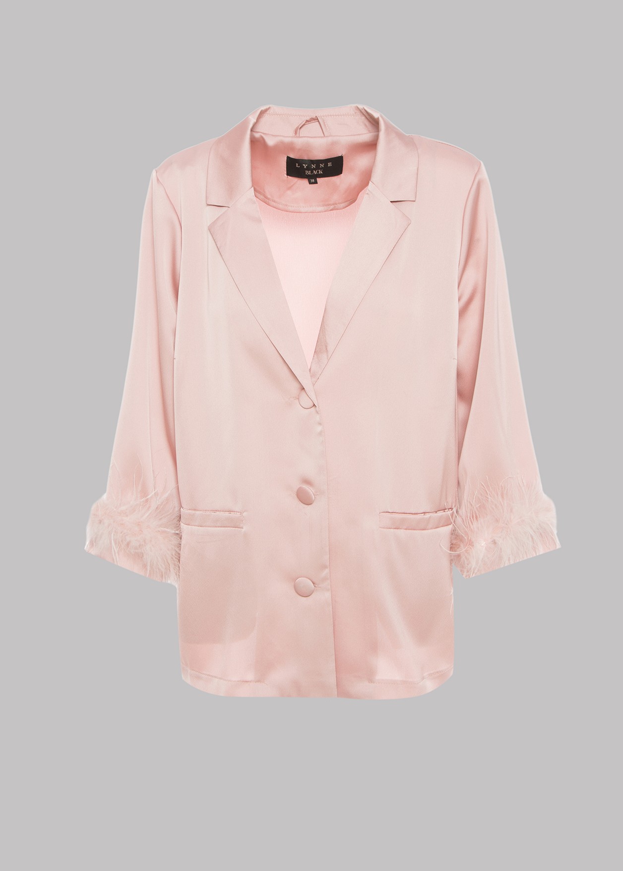 Satin look shirt with feathers
