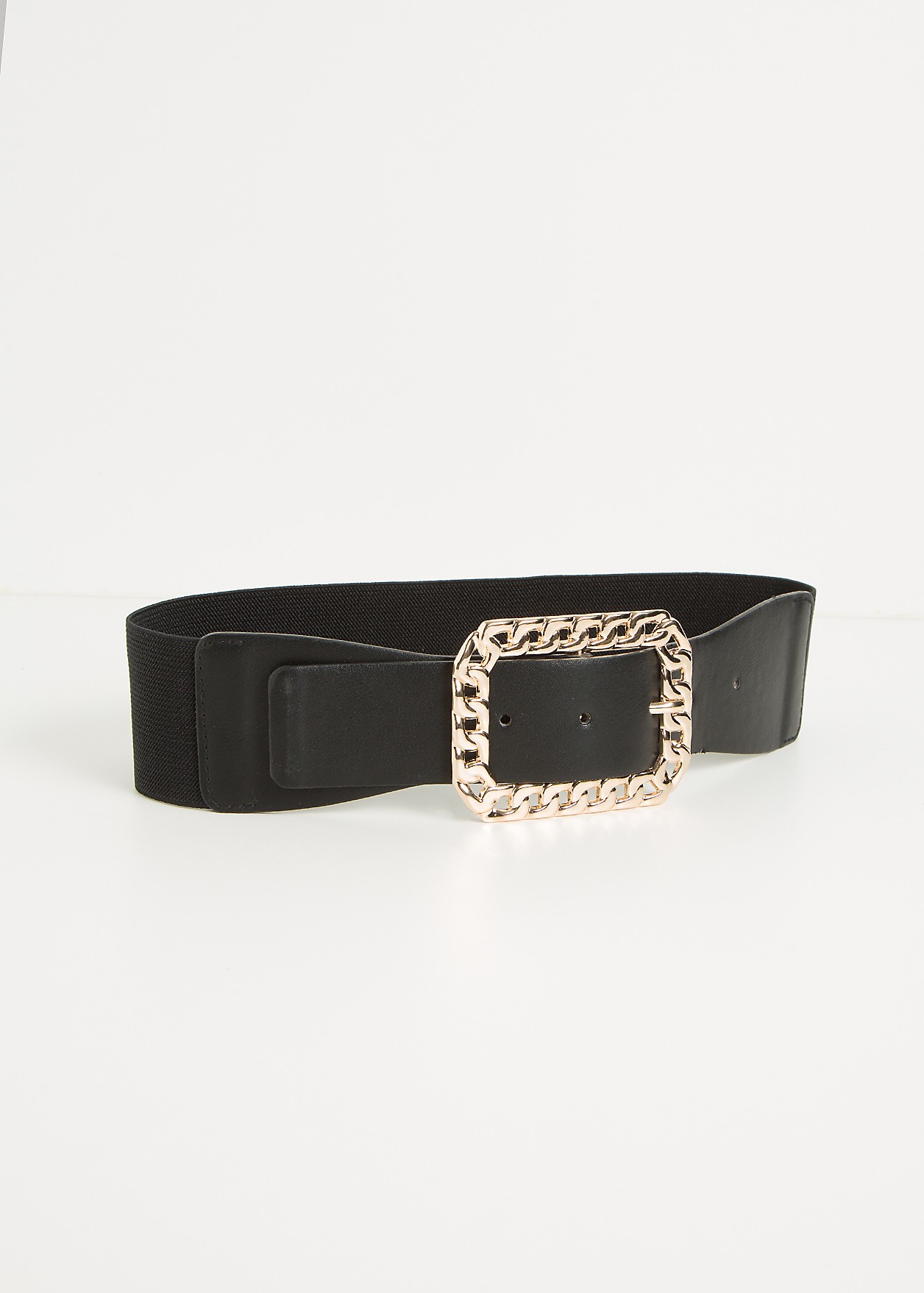Elastic belt with detailed buckle