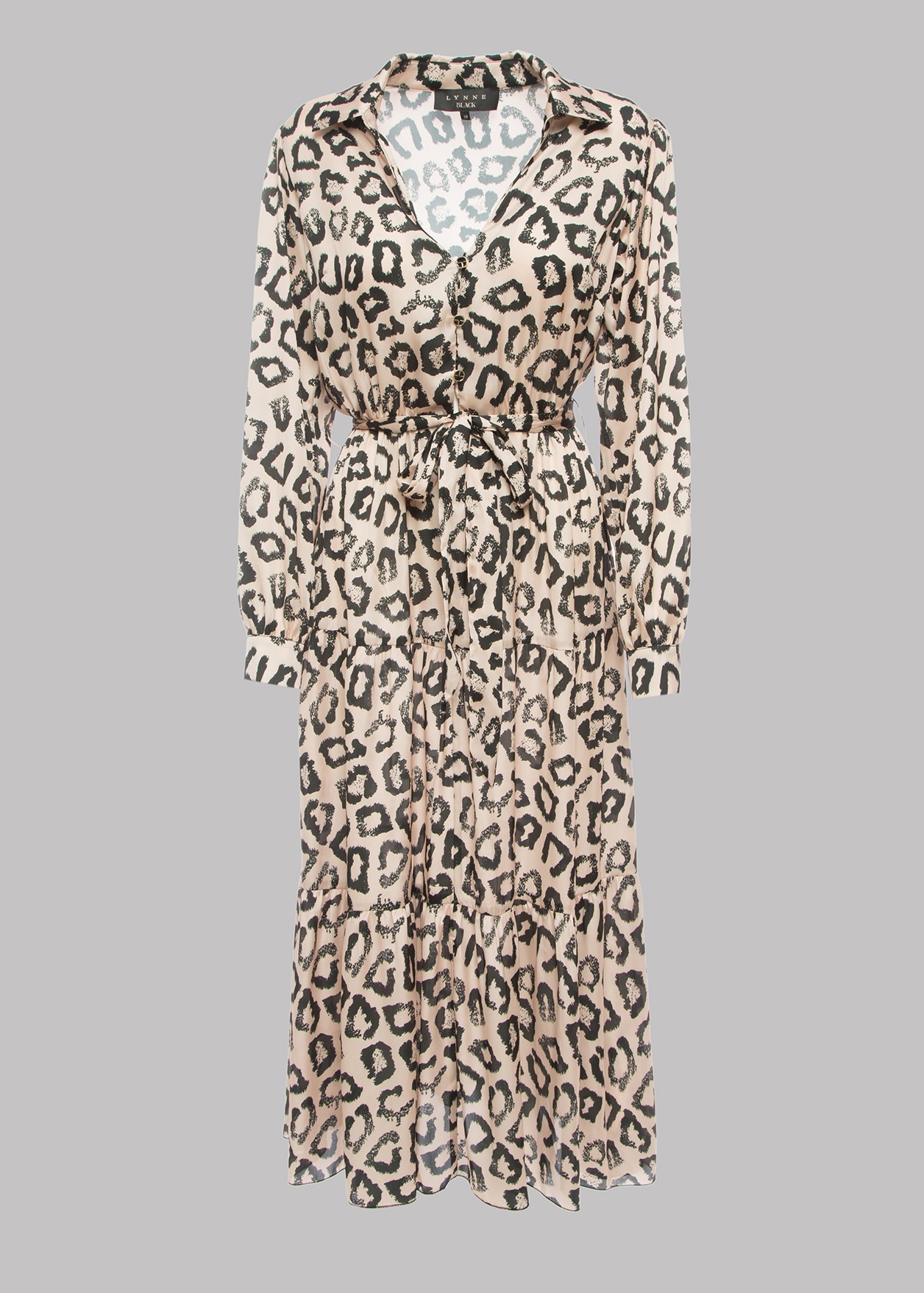 Midi animal print dress with buttons