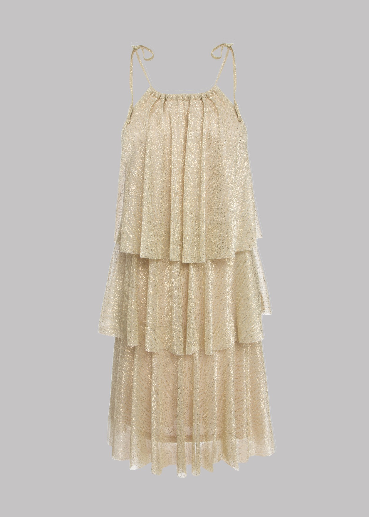 Mini foil dress with ruffles