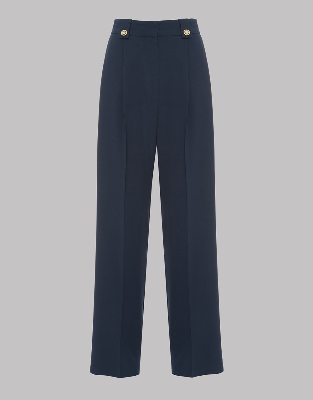 High rise flared trousers with decorative buttons
