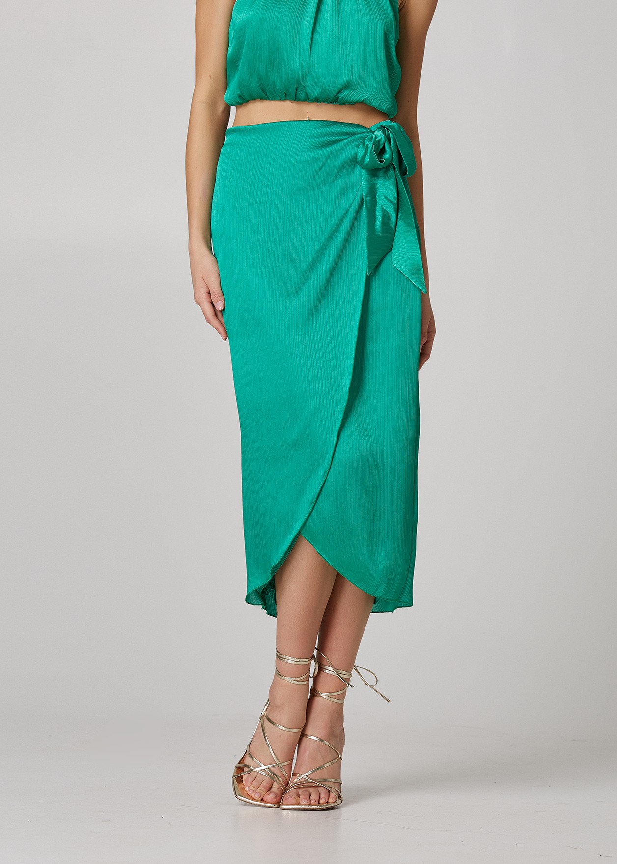 Satin look skirt with layers