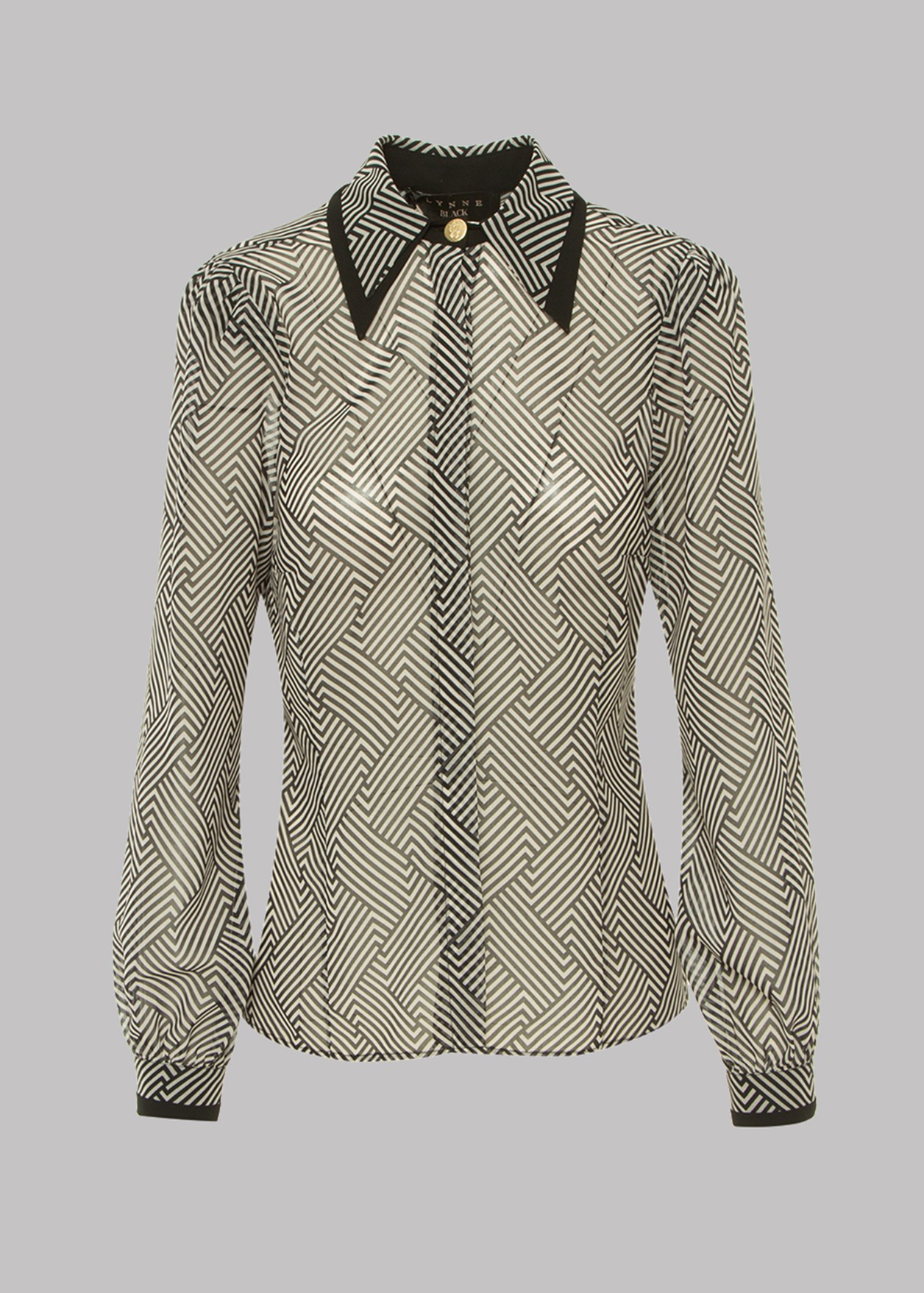 Shirt with double collar and gold buttons