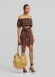 Animal print  sheer crop top with ruffles