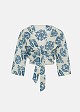 Blouse with printed embroidery in a linen look