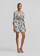 Blouse with printed embroidery in a linen look