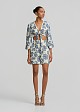 Blouse with printed embroidery in a linen look