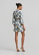 Blouse with printed embroidery in a linen look