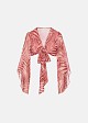 Printed top with a tie and bell sleeves