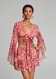 Printed top with a tie and bell sleeves