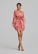 Printed top with a tie and bell sleeves