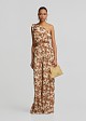 Cropped printed one-shoulder top