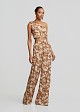 Cropped printed one-shoulder top