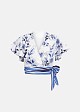 Printed cropped blouse with contrast tie details