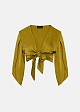 Satin-look top with a front tie