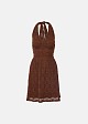 Lace mini dress with halter neck tie