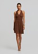 Lace mini dress with halter neck tie