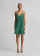 Wrap mini dress in asymmetric ruffles