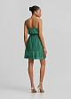 Wrap mini dress in asymmetric ruffles