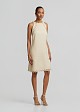 Linen mini dress with lace detailing