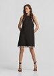 Linen mini dress with lace detailing