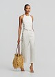 High-waisted trousers with a linen-look finish
